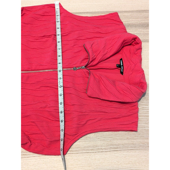 Samuel Dong Jacquard Knit Bubble Hem Zip Dress Sz L Pockets Bright Pink Resort - Picture 12 of 16